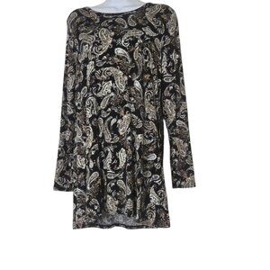 J. Jill Paisley Boho Dress Black Brown Sz M